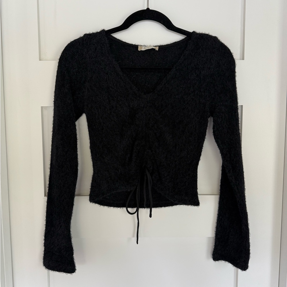 Altar’d State Fuzzy Black Long Sleeve Knit Sweater